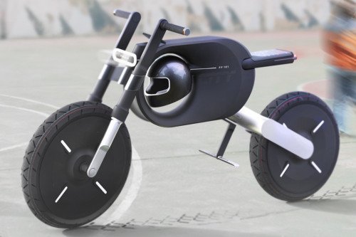 Этот геометрический электрический мотоцикл держит ваш шлем плотнее в середине!